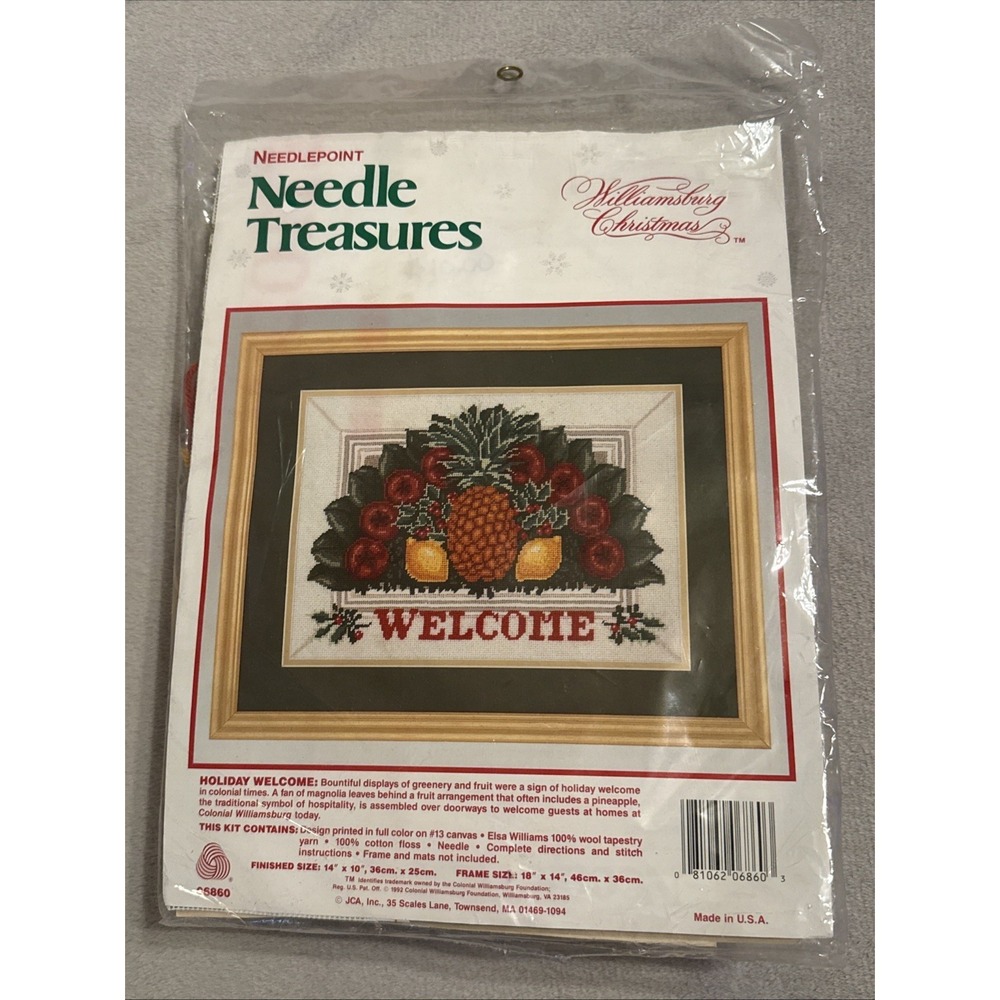 WILLIAMSBERG CHRISTMAS Welcome Needlepoint Kit Needle Treasures 06860 14" x 10"